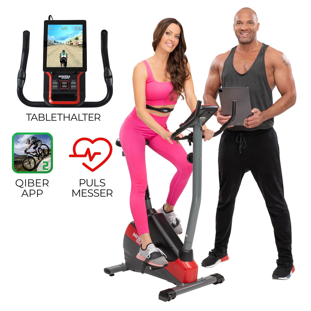 Miweba Sports Ergometer ME300, Fahrradergometer f&uuml;r zuhause, sitzend, 10 kg Schwungmasse (Schwarz Rot) 