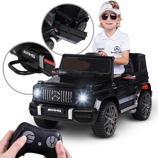 Kinder-Elektroauto Mercedes AMG G63 W463, Bremsautomatik, 3-6 km/h, Soft-Start, LED, Fernbedienung (Schwarz) 