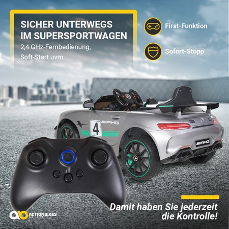 Kinder-Elektroauto Mercedes AMG GT4, Sport-Edition, Lowrider-Funktion, LED,  Soft-Start, EVA-Reifen (Rot) bei Marktkauf online bestellen