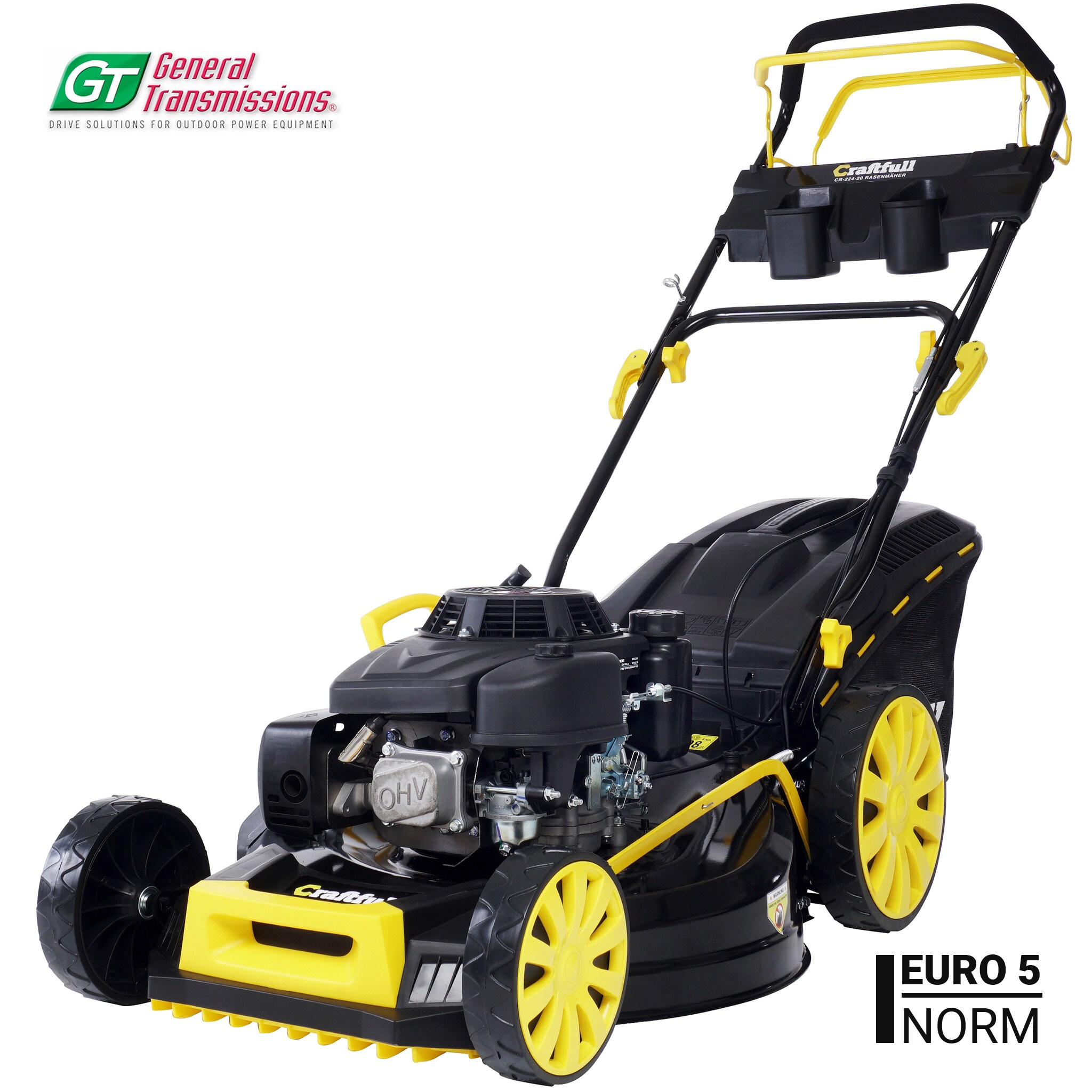 Craftfull Premium Benzin-Rasenm&auml;her CR-224-20, 5in1, 224cc-Motor, 5,2 kW, GT-Markengetriebe, Euro 5 