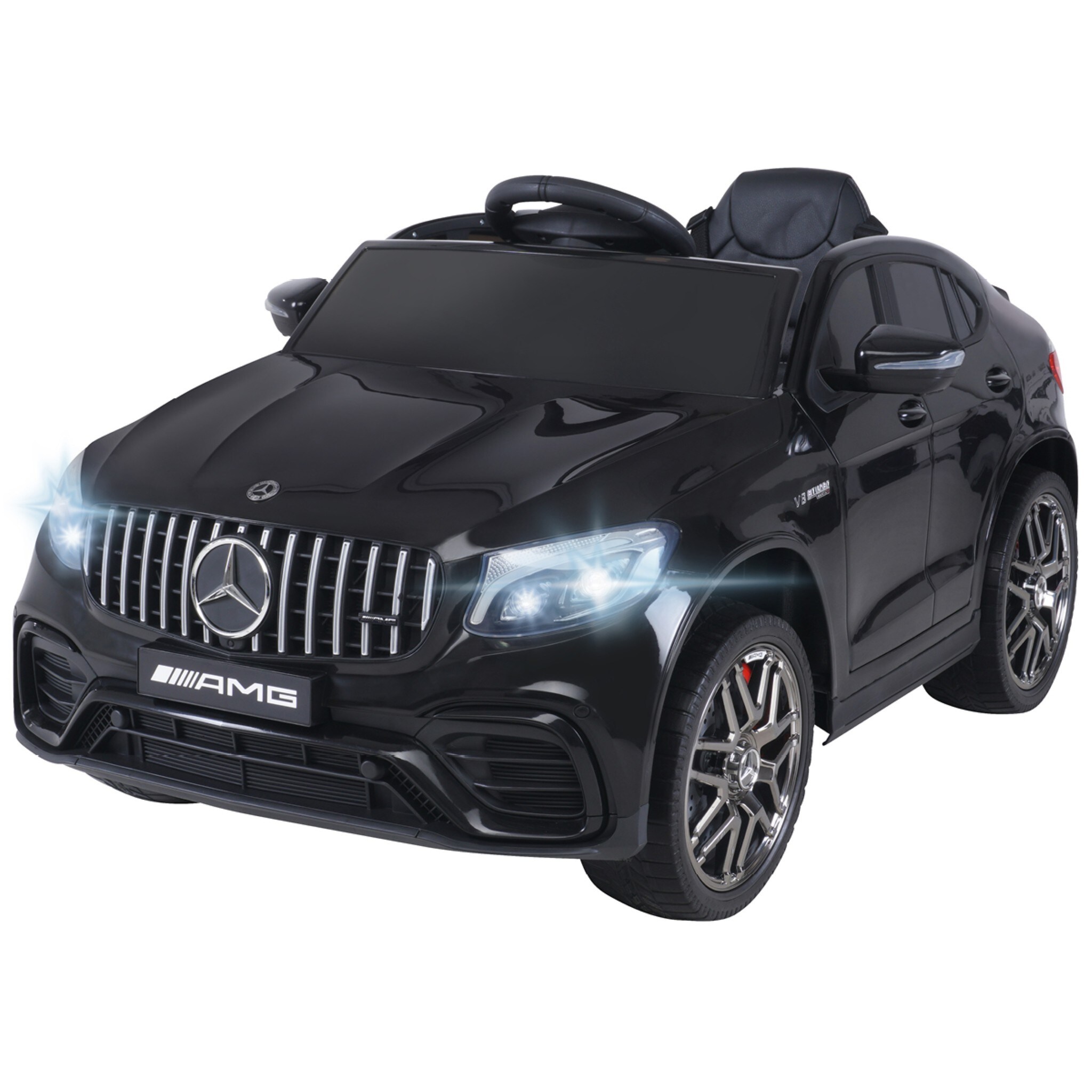 Kinder-Elektroauto Mercedes AMG GLC 63S Coup&eacute;, 4x4-Antrieb, Fernbedienung, 140 Watt, LED, EVA-Reifen (Schwarz) 