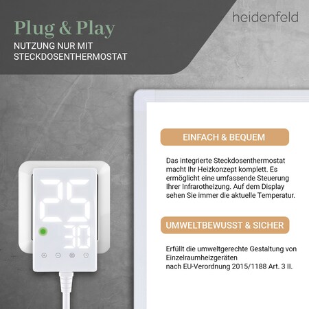 Heidenfeld Infrarotheizung HF-HP100-3, m. Thermostat, weiß, 300-1200 Watt,  10 J. Garantie (800 Watt) bei Marktkauf online bestellen