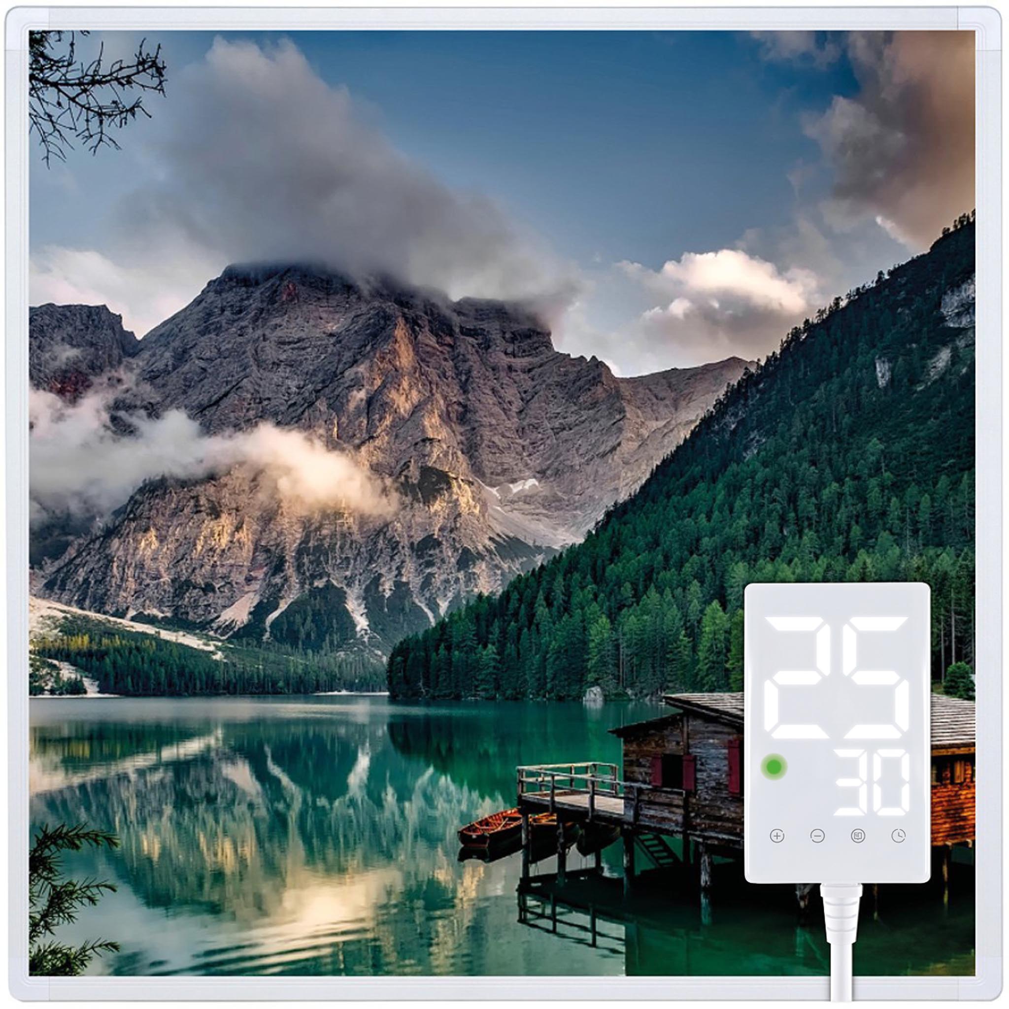 Heidenfeld Infrarotheizung HF-HP105, mit Bild, 16 Motive, 10 J. Garantie, Thermostat, Wandmontage (400 Watt, Bergsee) - Bild 1