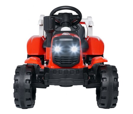 Elektro-Kindertraktor, Anhänger mit Kippfunktion, Ledersitz, Hupe,  Fernbedienung, LED, Motorsound (Rot) bei Marktkauf online bestellen