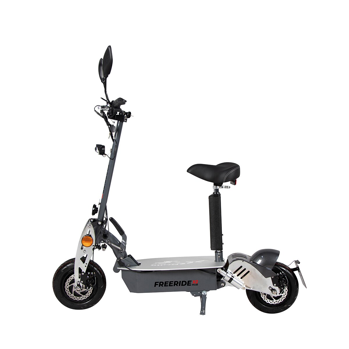 eFlux Freeride X2, E-Scooter mit Stra&szlig;enzulassung, Hub-Version, Sitz, 2500 Watt, 45 km/h, Easy-Fold (Grau) 