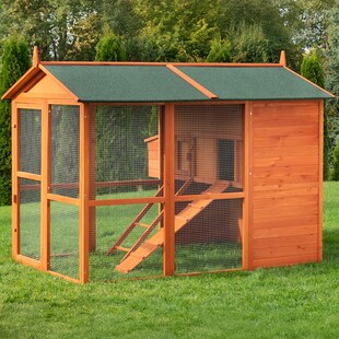 MyAnimal Hühnerstall groß für 7 Hühner MH-15, Hühnerhaus auf 2 qm², mit Auslauf, separates Legenest (Braun) 