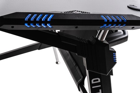LED-Beleuchtung, Carbon, bestellen Gamer-Schreibtisch, bei Headset-Halter Elite Gaming-Tisch ROCKSOLID, online und Marktkauf (Schwarz) Kabel-