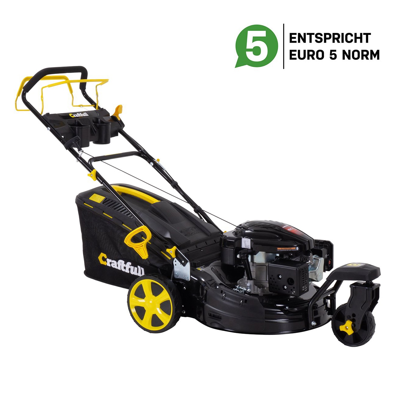 Craftfull Premium Dreirad Rasenm&auml;her Benzin CR-196-10D, 5in1, 196cc Motor, 53cm Schnittbreite, Euro5 