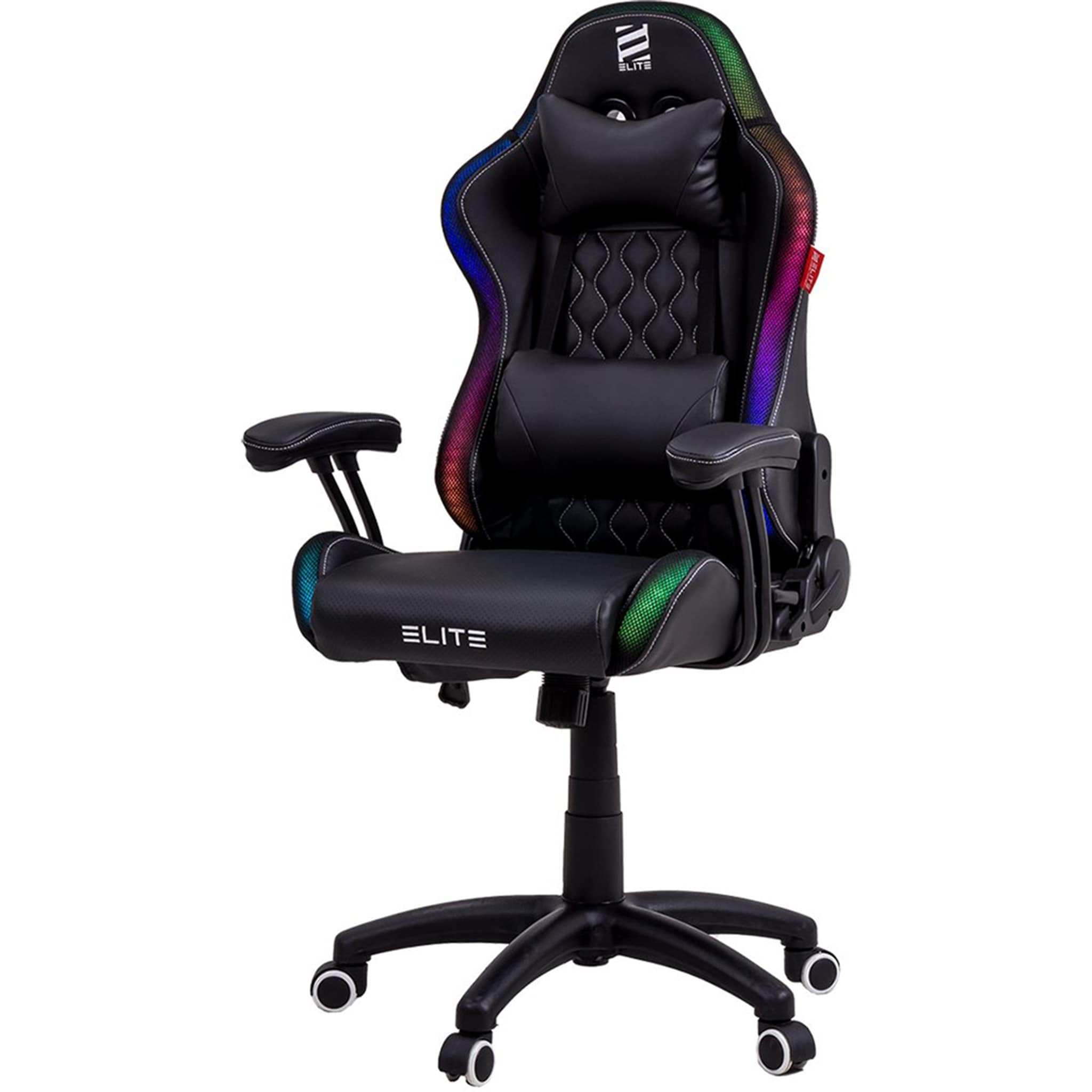 ELITE Gaming-Stuhl f&uuml;r Kinder PULSE, ergonomisch, bis 120kg, verstellbare H&ouml;he, Wippmechanik, Kissen (Schwarz/Wei&szlig; RGB) 