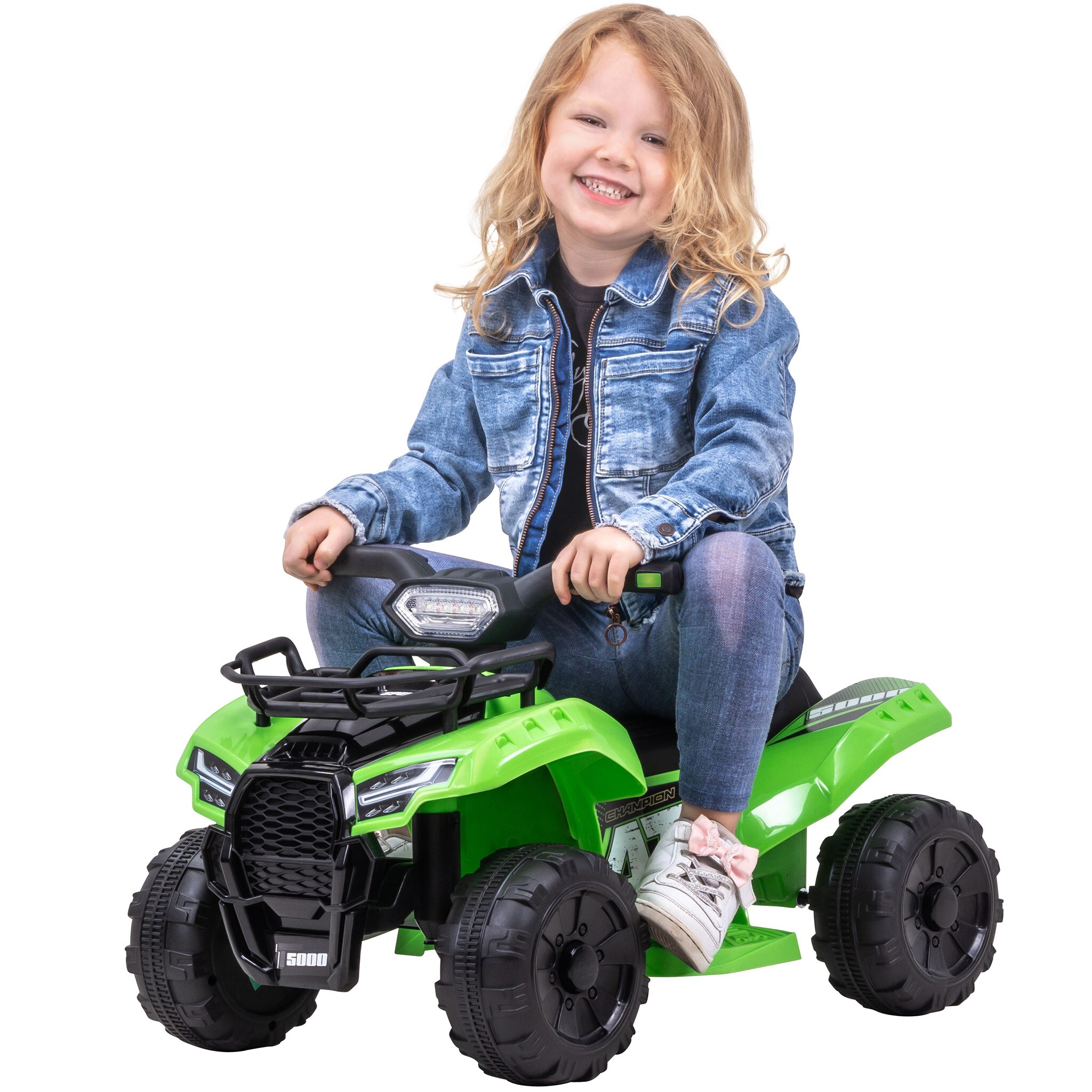 Kinder-Elektroauto Jumpy, Kinderquad, 18 Watt, Bremsautomatik, LED-Lichter, Daumengas, Soundmodul (Gr&uuml;n) 