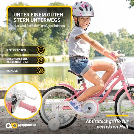 Actionbikes Kinderfahrrad Starlight 16 Zoll, Rosa, Stützräder, Fahrradkorb,  Klingel, Kettenschutz bei Marktkauf online bestellen