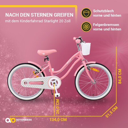 Actionbikes Kinderfahrrad Starlight 20 Zoll, Rosa, Fahrradständer, Korb,  Klingel, Kettenschutz bei Marktkauf online bestellen