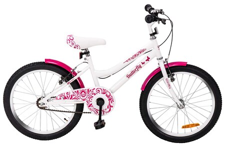 Actionbikes Kinderfahrrad Butterfly 20 Zoll, Pink, Fahrradständer,  Kettenschutz, Antirutschgriffe (Weiß/Pink) bei Marktkauf online bestellen