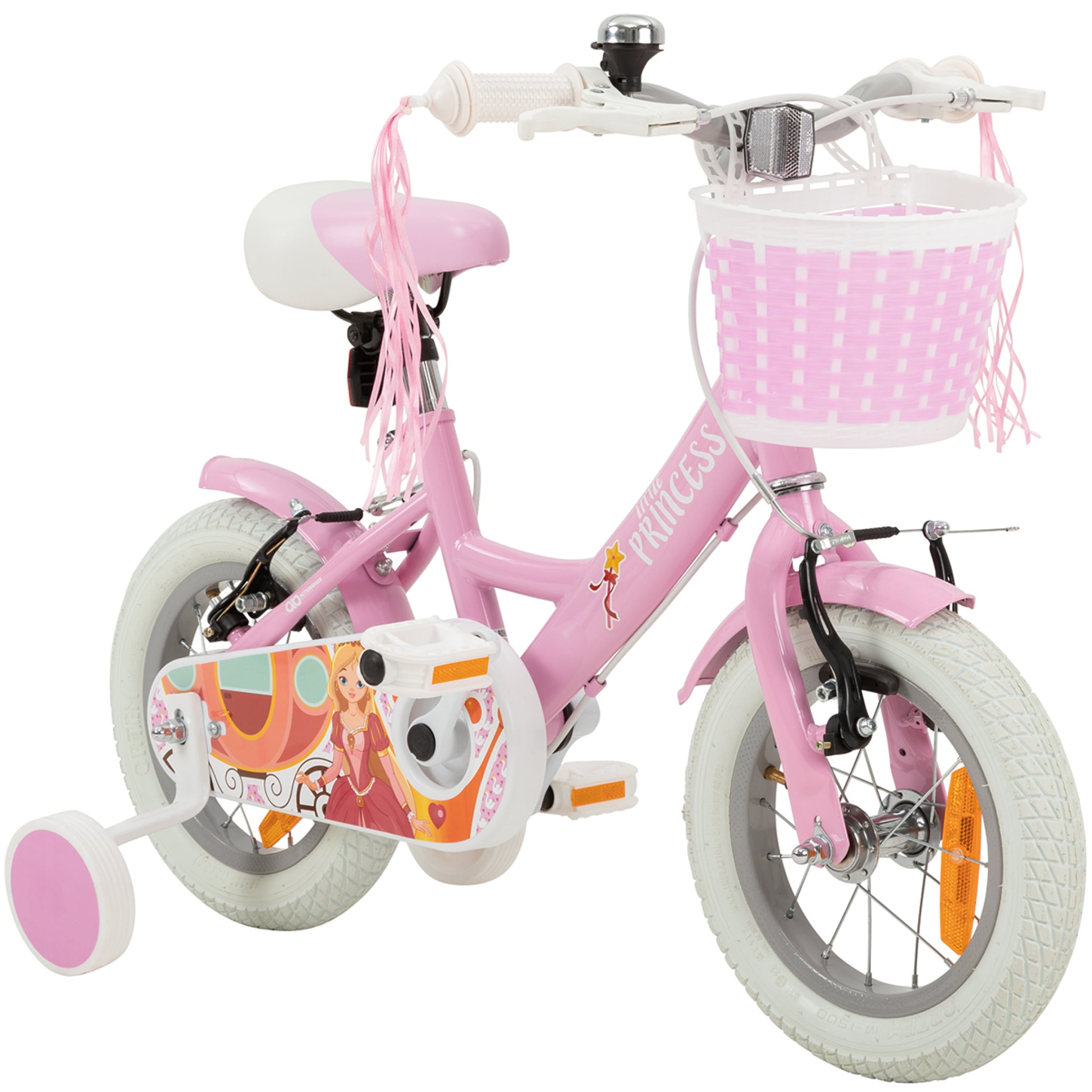 Actionbikes Kinderfahrrad Princess, 12 Zoll, rosa, V-Brake-Bremsen, Prinzessinnen-Design, St&uuml;tzr&auml;der 
