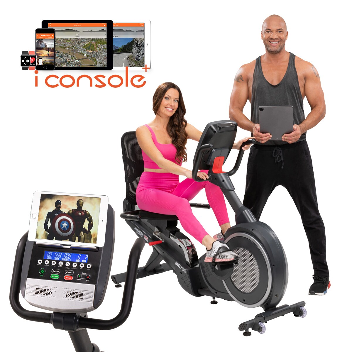 Miweba Sports Liegeergometer ME700, Heimtrainer mit Herzfrequenzkontrolle, Lautsprecher, Pulssensor 