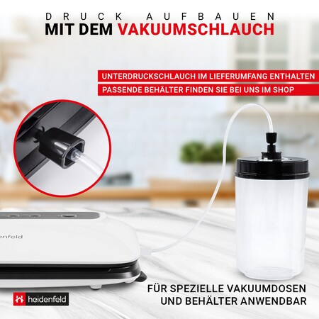 Heidenfeld Vakuumierer Druck-, bestellen bei Marinade-Modi (Weiß) HF-VK100, Behälter-Vakuumierung, online Marktkauf Feuchtigkeits-, Auto