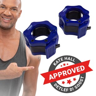 Miweba Sports Hantel-Schnellverschluss, für Olympiastangen mit ø 50/51mm, 2er-Set, Gummibeschichtung (Blau) 