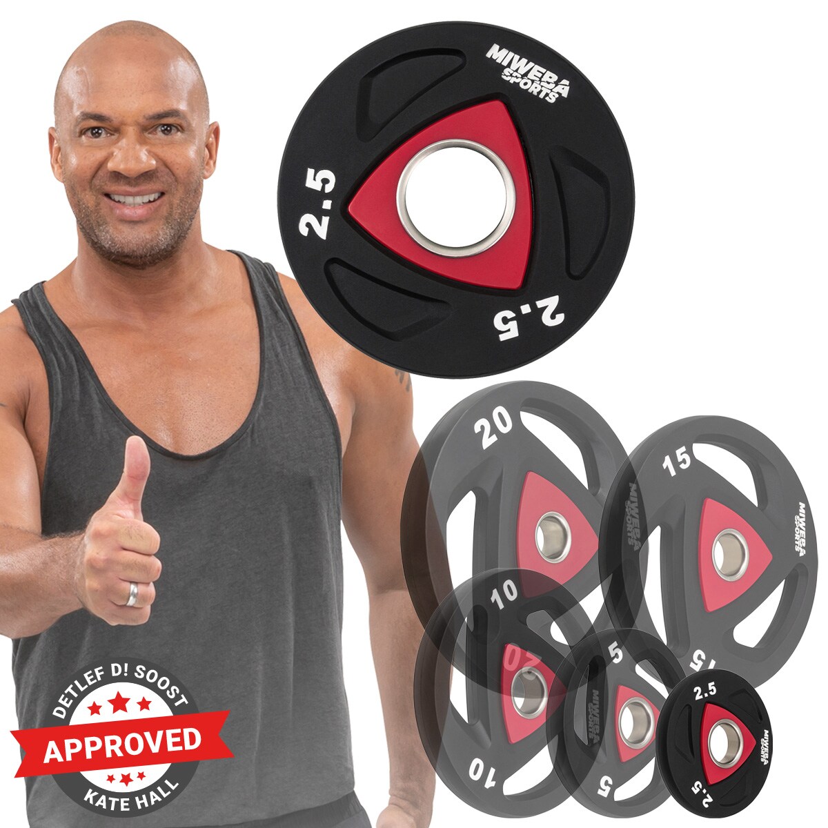 Miweba Sports Hantelscheiben Olympia, &Oslash; 50/51 mm, 2er-Set, 2,5-20 kg, Hantel-Gewichte aus Stahl (2x 2,5 Kg) 