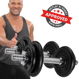 Miweba Sports Kurzhantel MKH110, 10 kg, Gewichte aus Gusseisen, Stahl-Hantelstange, Sternverschluss (Hantelpaar) 