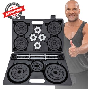 Miweba Sports Kurzhantel-Set MKH120, 20kg, Hantelkoffer, Gewichte aus Gusseisen, Stahl-Hantelstange (Mit Koffer) 