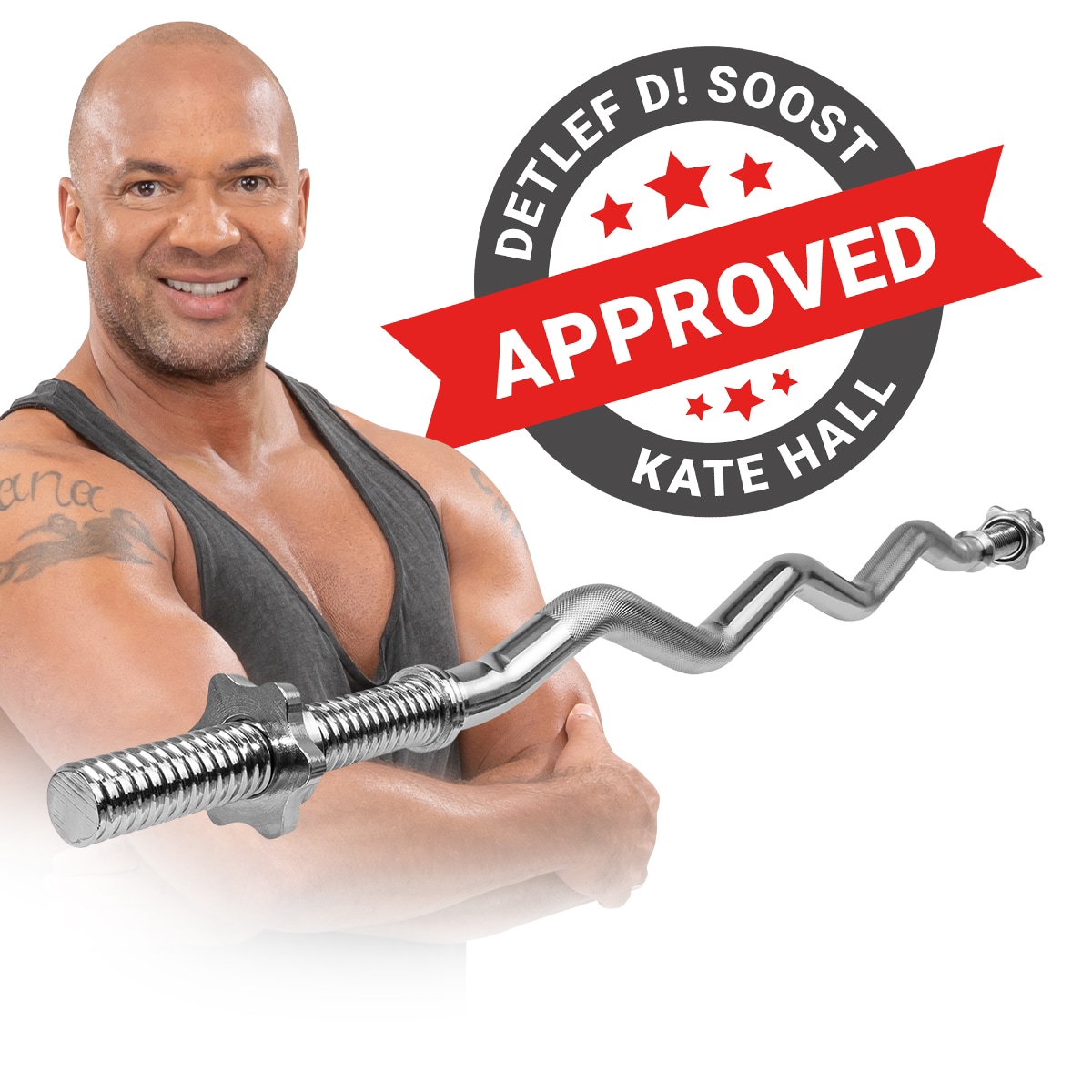 Miweba Sports SZ-Stange CS100, Sternverschluss, 120cm, &Oslash; 30mm, Curlstange aus Stahl, bis 230 kg (30 mm) 