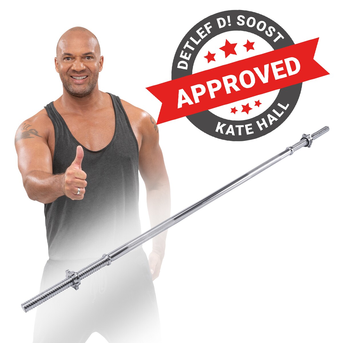 Miweba Sports Langhantelstange LH300, Sternverschluss, 150 cm, Ø30mm, bis 230 kg, Stahl-Hantelstange
