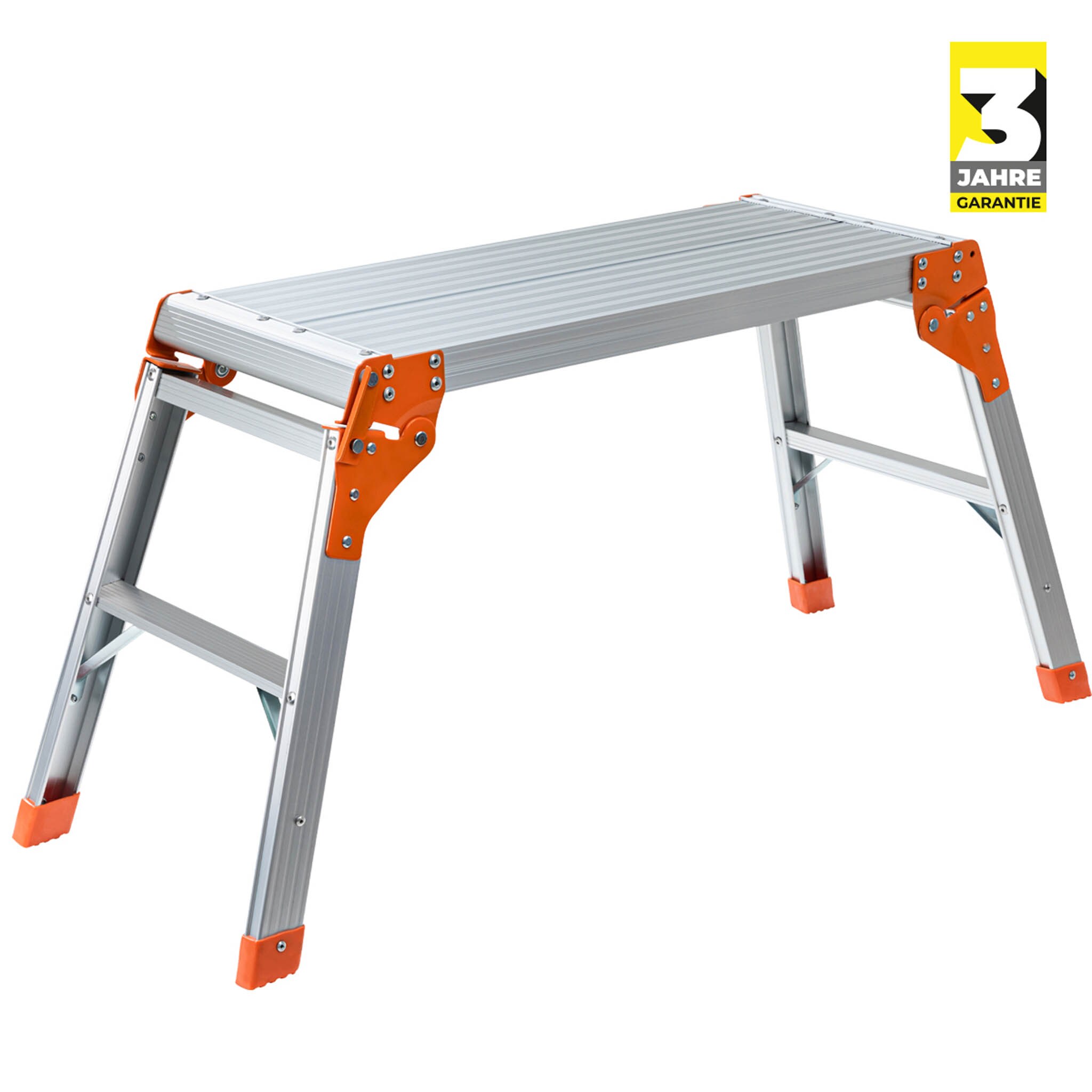 Craftfull Arbeitsplattform CF-107A, klappbar, Sicherheitsb&uuml;gel, Arbeitspodest aus Aluminium, 150 kg (Silber/Orange) 