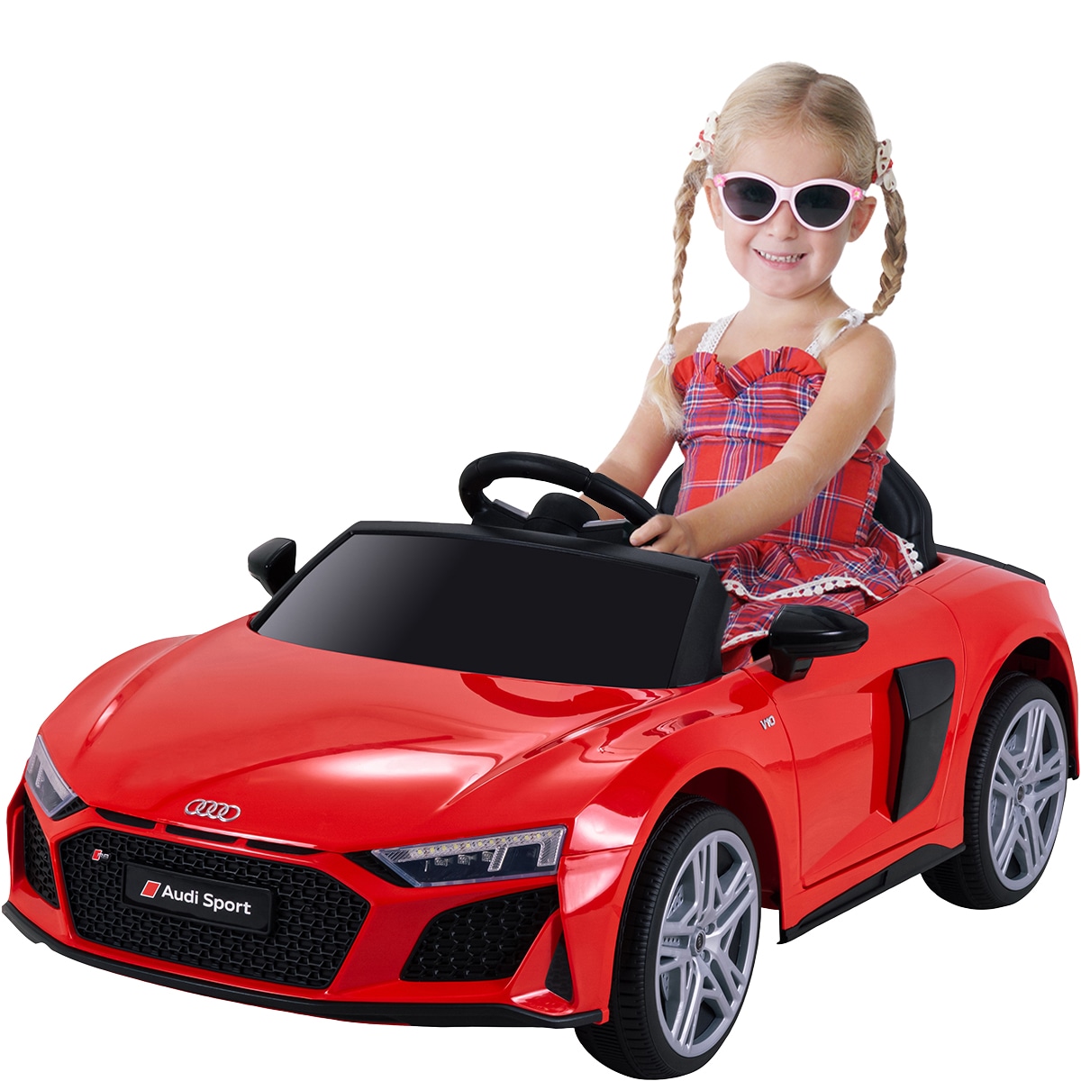 Kinder-Elektroauto Audi R8 Spyder lizenziert, 60 Watt, LED-Scheinwerfer, Musik, Hupe, Fernbedienung, (Rot) 