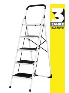 Craftfull Klapptritt CF-132A, Anti-Rutsch-Trittfläche und -füße, 2-5 Stufen, Haltebügel geschwungen (5 Stufen) 