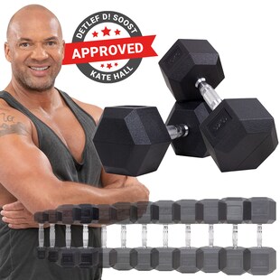 Miweba Sports Hexagon Kurzhanteln HGH100, Kurzhantel-Set, 2,5-15 kg, Gusseisen-Kern (Hantelpaar, 10 kg) 