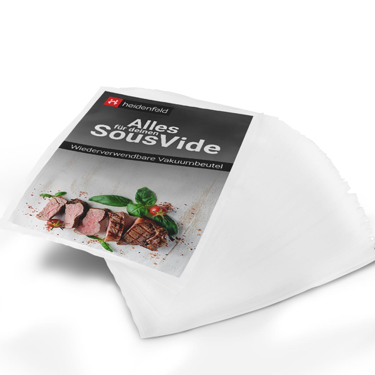 Heidenfeld Vakuumbeutel 25x30 cm, wiederverwendbar, BPA-frei, 0,09 mm, sp&uuml;lmaschinenfest, 100/200St. (100 St&uuml;ck) 