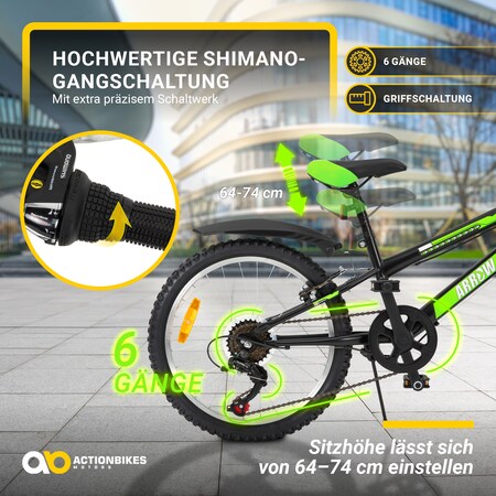 Actionbikes Kinderfahrrad Arrow 20 Zoll, Gangschaltung, V-Brake-Bremsen,  verstellbar, Diamantrahmen bei Marktkauf online bestellen