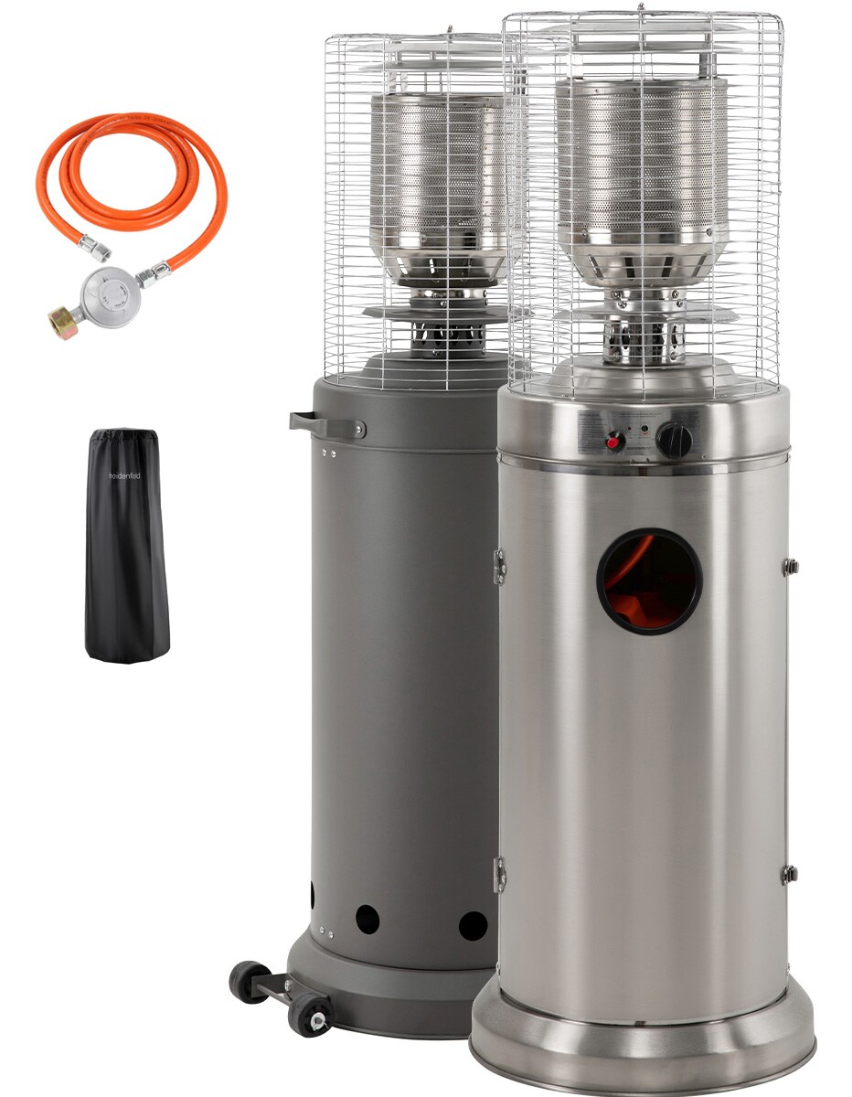 Heidenfeld Gasheizstrahler Inferno GH200, Terrassenheizer, stufenlos bis 10 kW, Piezo-Z&uuml;ndung (Edelstahl) 