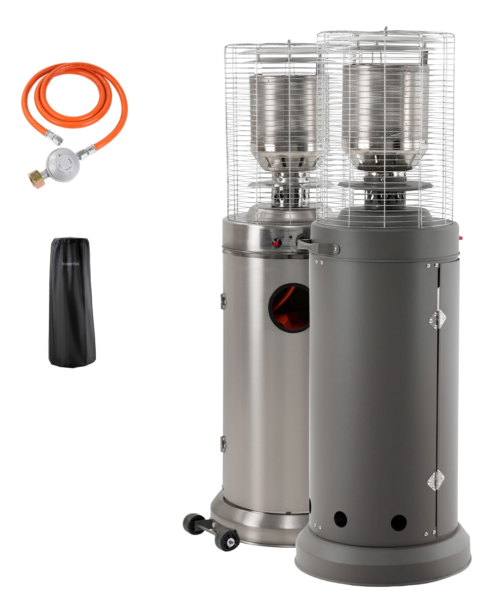 Heidenfeld Gasheizstrahler Inferno GH200, Terrassenheizer, stufenlos bis 10 kW, Piezo-Z&uuml;ndung (Schiefergrau ) 