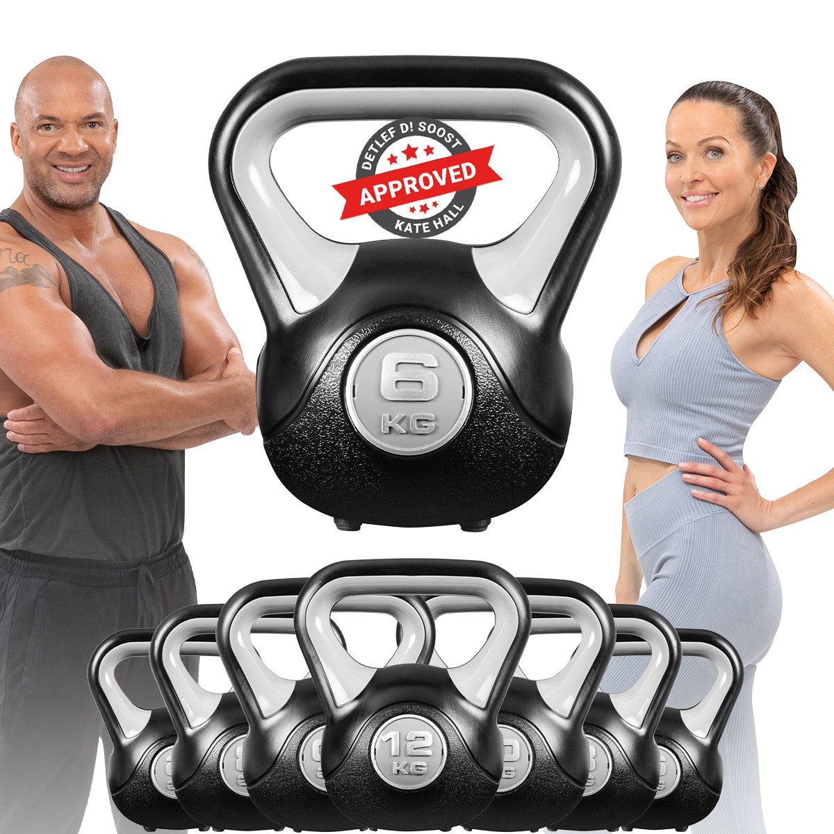Miweba Sports Kettlebell KB200, Kunststoff-Kugelhantel, 4-12 kg, Anti-Rutsch-Griff, Hartgummif&uuml;&szlig;e (6,0 kg) 