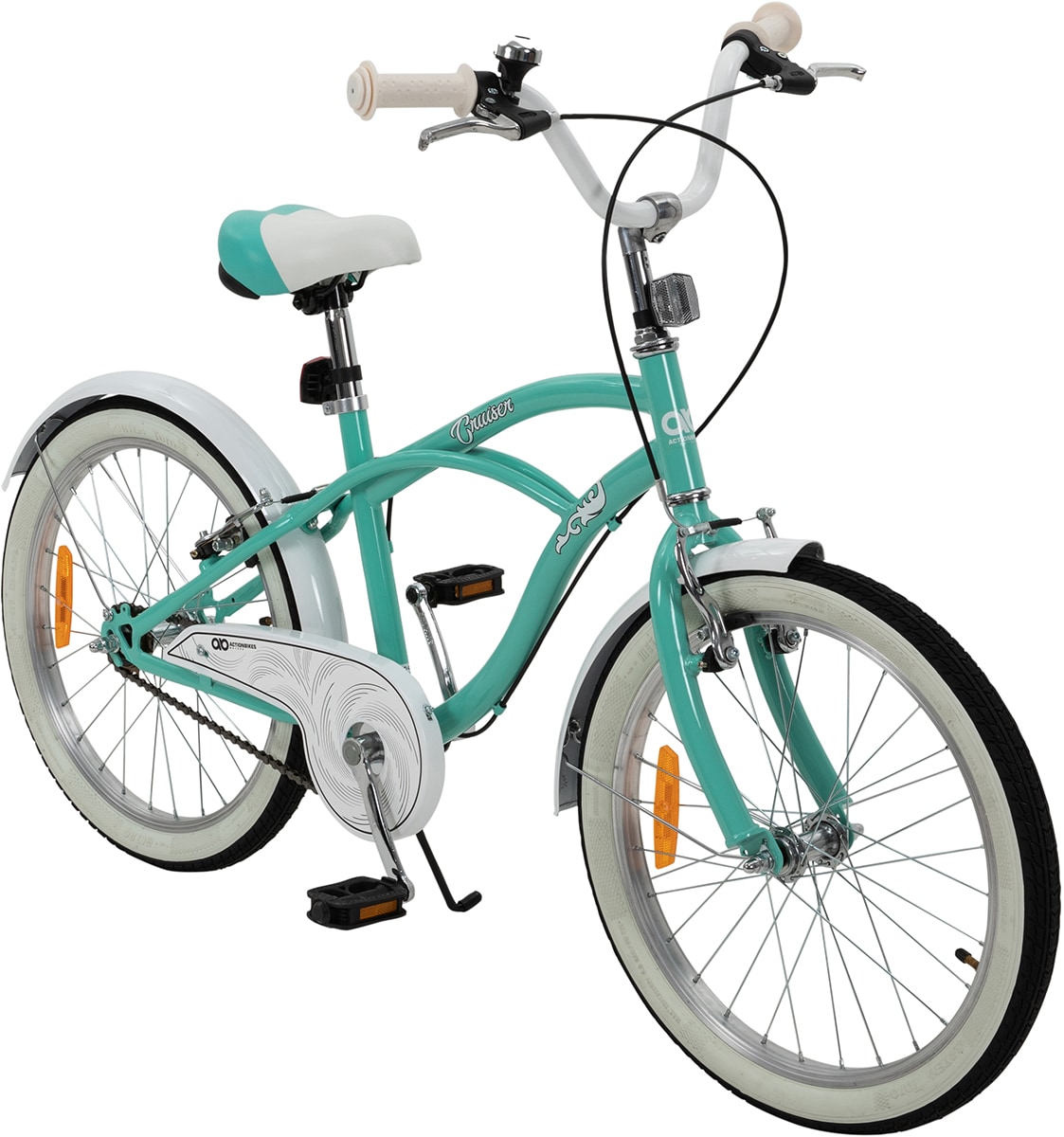 Actionbikes Kinderfahrrad Cruiser 20 Zoll, Rosa/T&uuml;rkis, verstellbar, Seitenst&auml;nder, V-Brake-Bremsen (T&uuml;rkis) 