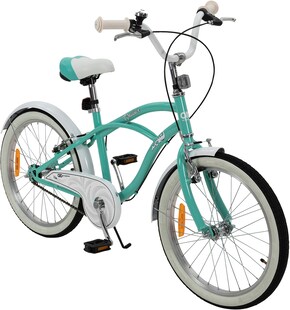 Actionbikes Kinderfahrrad Cruiser 20 Zoll, Rosa/Türkis, verstellbar, Seitenständer, V-Brake-Bremsen (Türkis) 