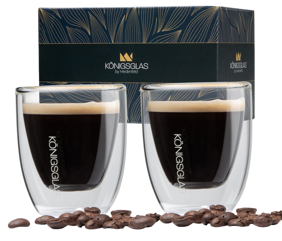 K&ouml;nigsglas Espresso, Espressogl&auml;ser by Heidenfeld, 80 ml, 2er/4er-Set, doppelwandig, handgefertigt (2er Set) 