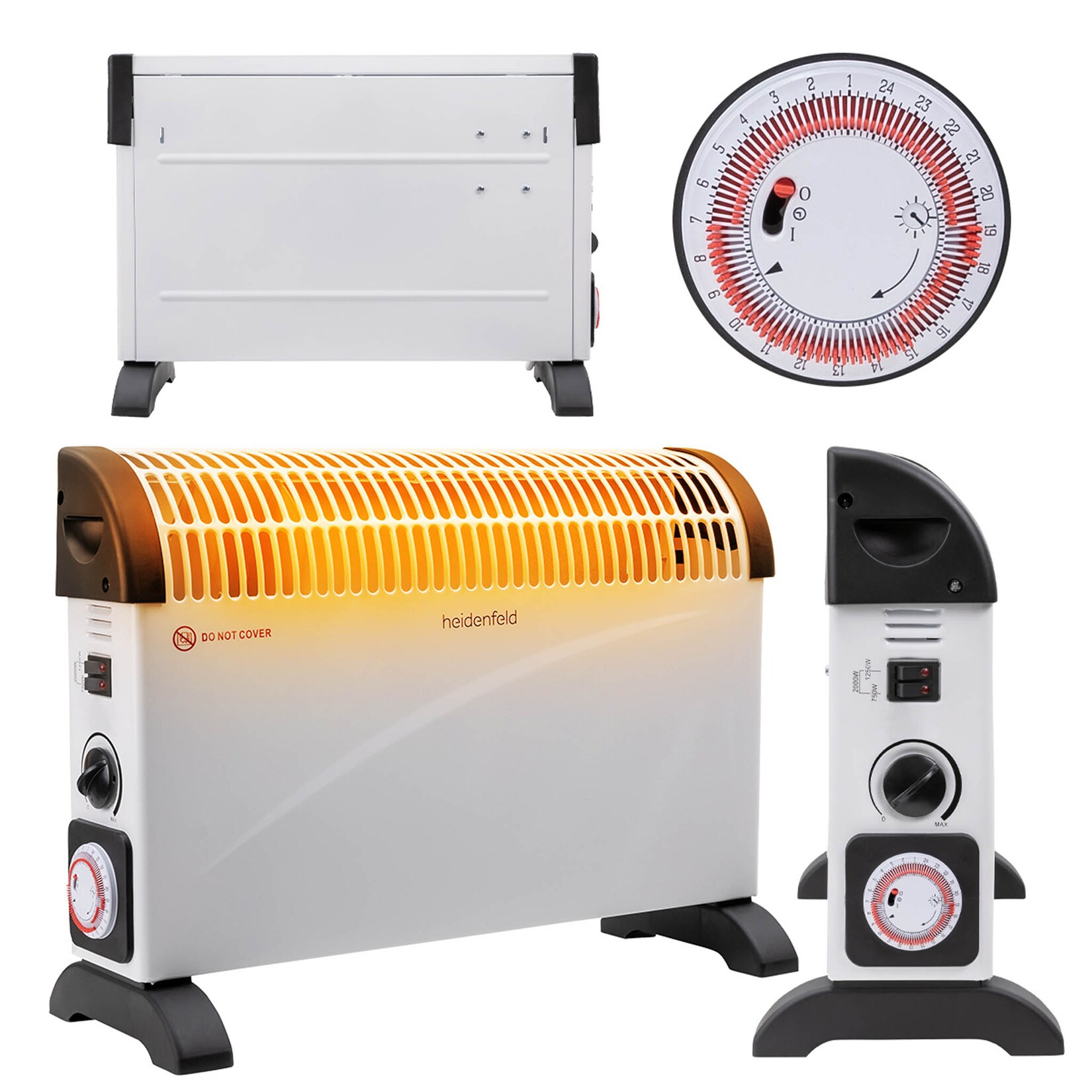 Heidenfeld Konvektorheizung HL200, 750-2000 Watt, verschiedene Heizstufen, Tragegriffe, bis 25 m² (Classic)