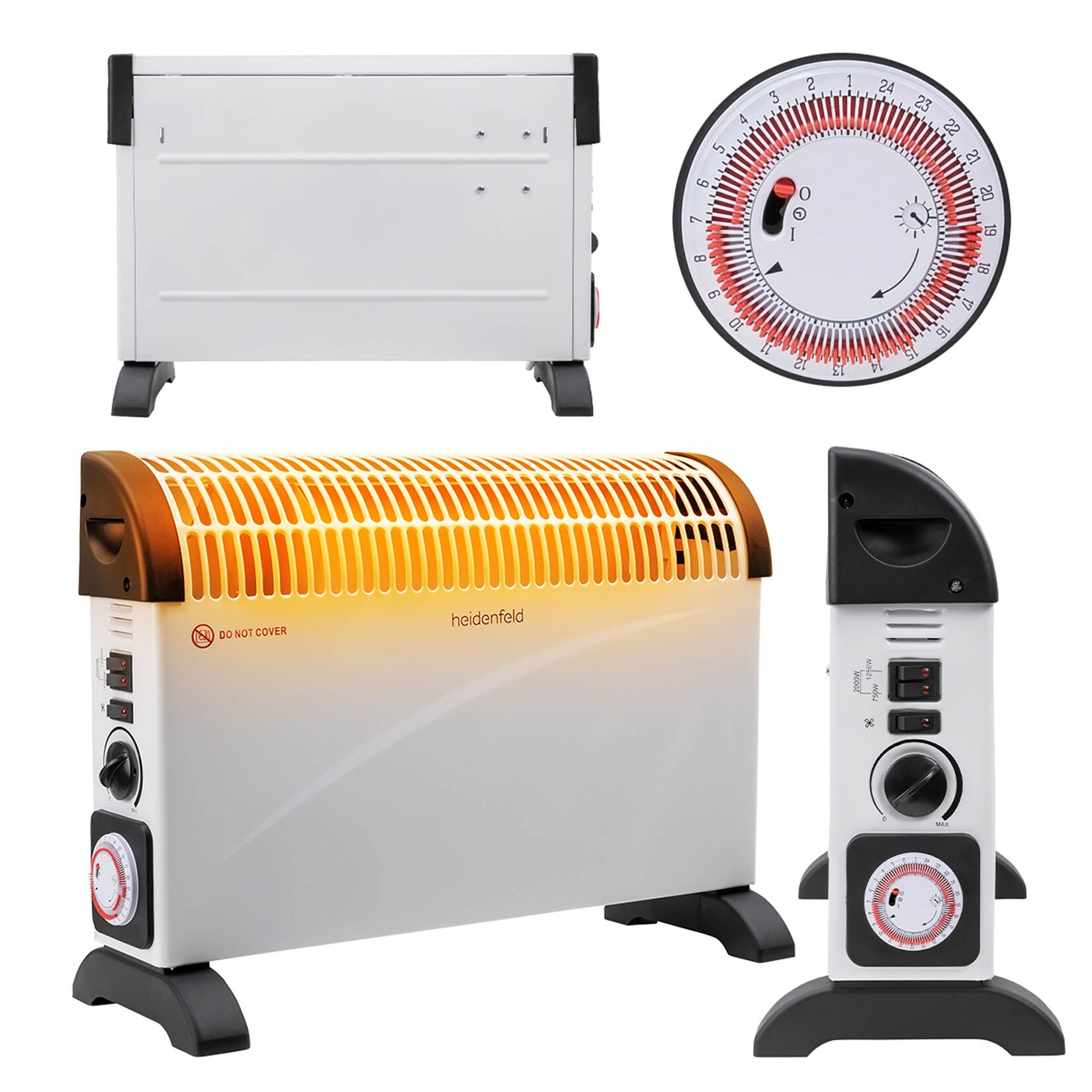 Heidenfeld Konvektorheizung HL200, 750-2000 Watt, verschiedene Heizstufen, Tragegriffe, bis 25 m² (Mit Turbo)