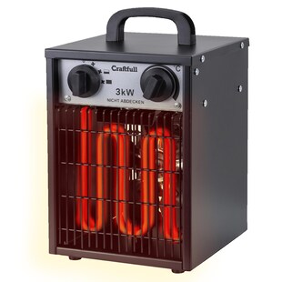 Craftfull Elektro-Heizlüfter HL200, 2000/3000 Watt, Überhitzungsschutz, Thermostat, Griff, Stahl (3000 Watt) 