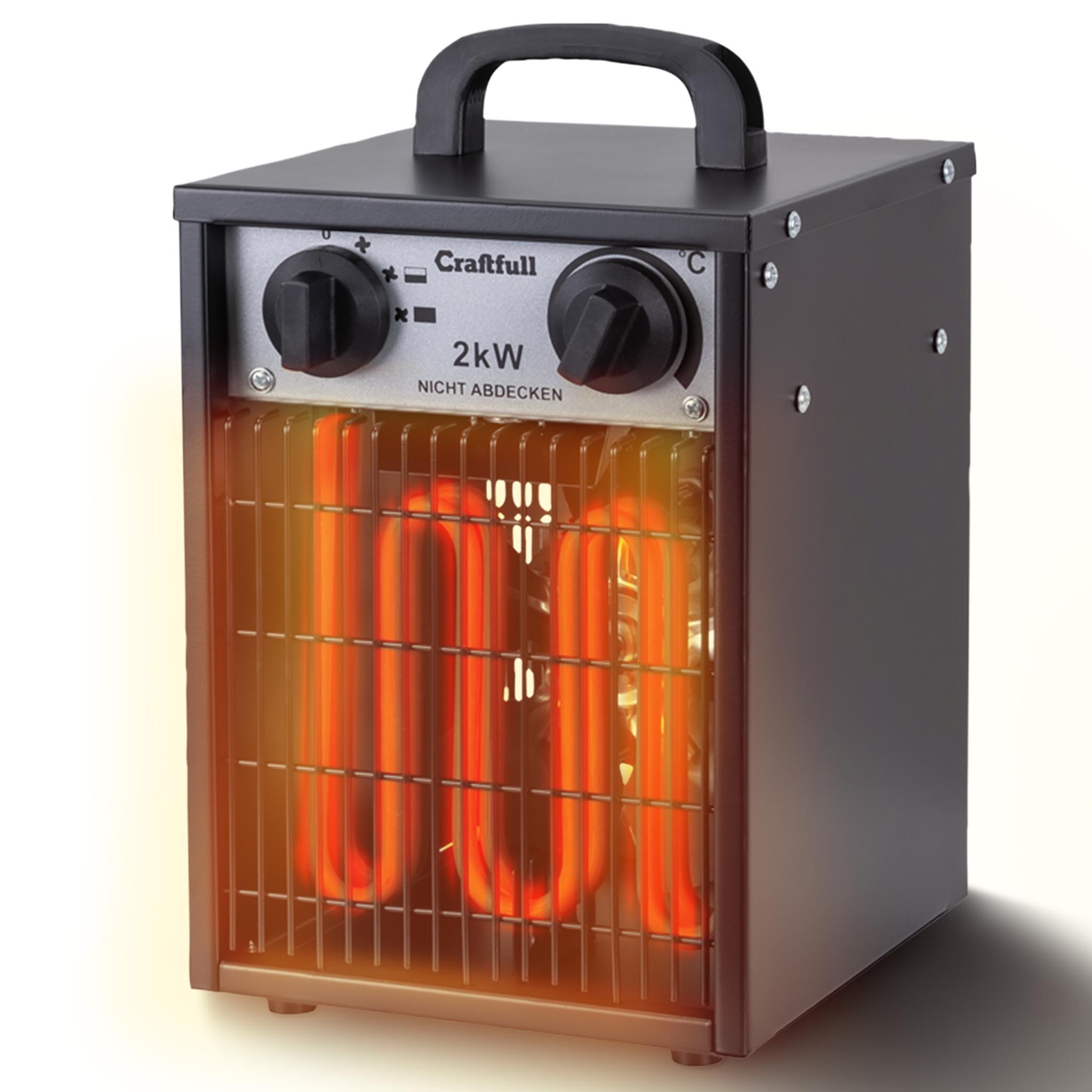 Craftfull Elektro-Heizl&uuml;fter HL200, 2000/3000 Watt, &Uuml;berhitzungsschutz, Thermostat, Griff, Stahl (2000 Watt) 