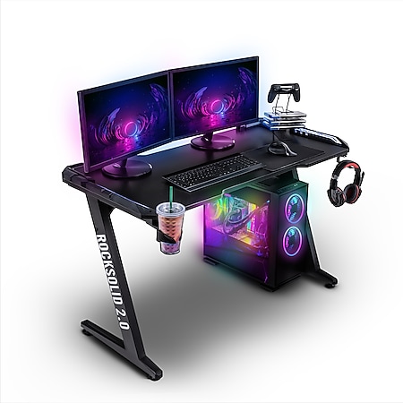 Elite Gaming-Tisch ROCKSOLID 2.0, Schreibtisch mit RGB-Beleuchtung, Carbon,  Controller-Halterung uvm (2.0) bei Marktkauf online bestellen