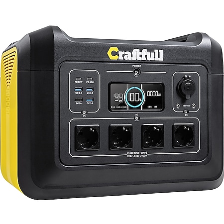 Craftfull Powerstation Adventure CP-2400, 2232 Wh, 2400 Watt, Lithium-Akku, 230-V-Steckdosen, USB 