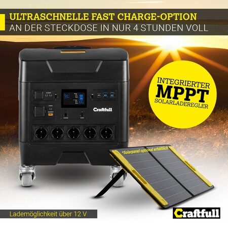 Craftfull Powerstation Fast Charge PS3600, 2.000 Watt, Trolley-Funktion,  LiFePO4, USB, 12 V, 230 V bei Marktkauf online bestellen
