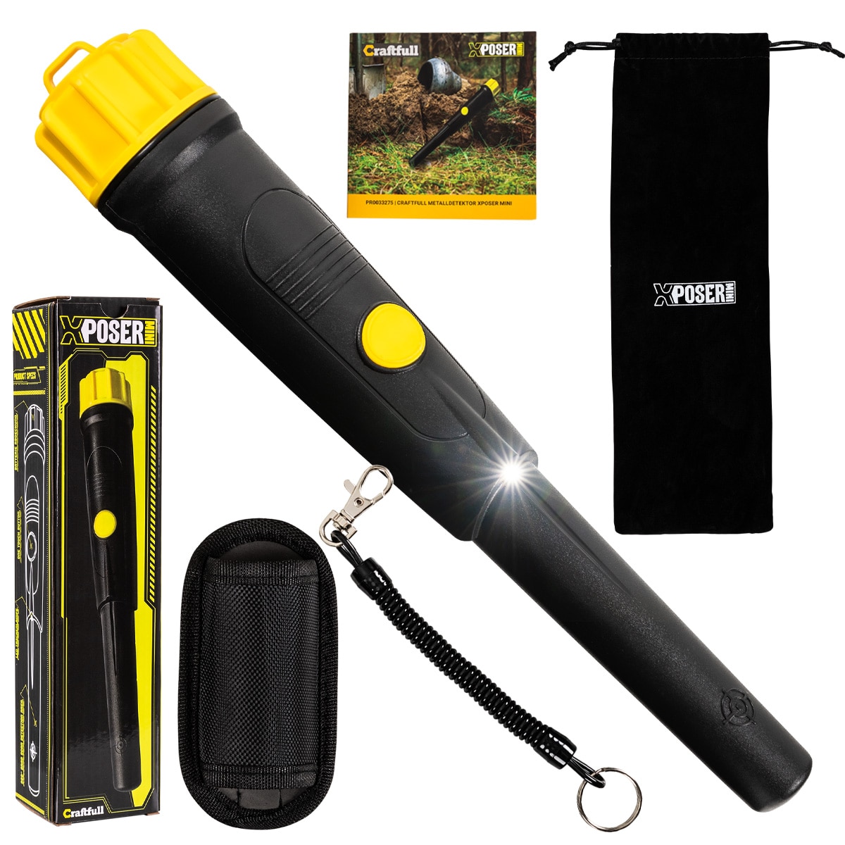 Craftfull Pinpointer XPoser Mini, wasserdicht, Metalldetektor-Zubeh&ouml;r, 360&deg;, bis 11 cm, 3 Warnmodi 