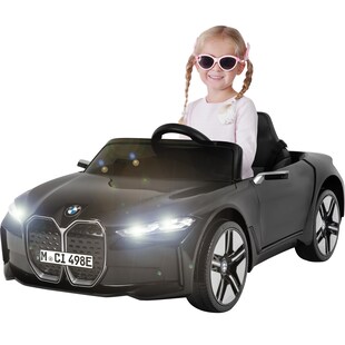 Kinder-Elektroauto BMW i4, Fernbedienung, LED-Beleuchtung, Soft-Start-Funktion (Schwarz) 