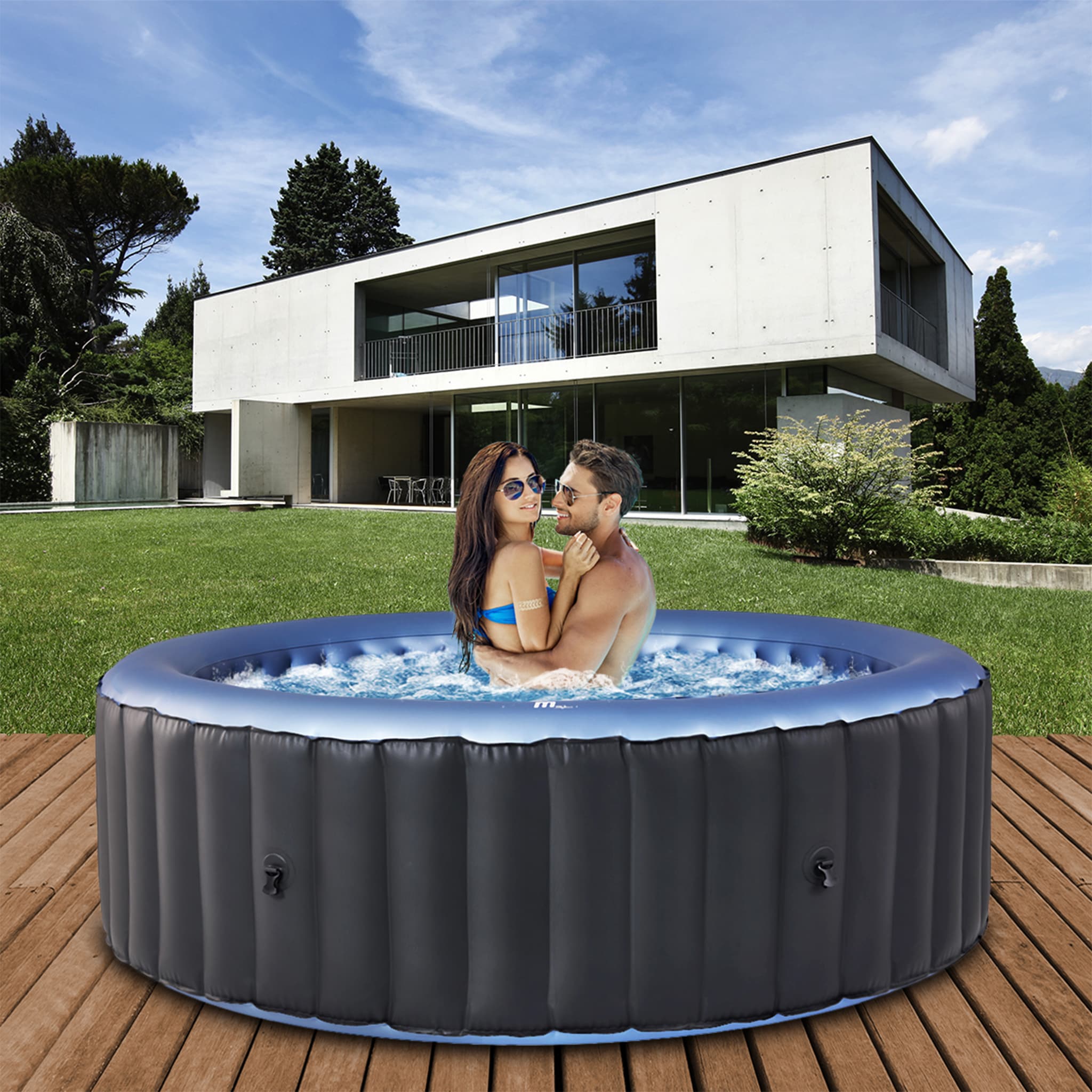 Miweba MSpa Whirlpool Comfort Bergen C-BE082, Garten & Outdoor-Whirlpool aufblasbar, 8 Personen 