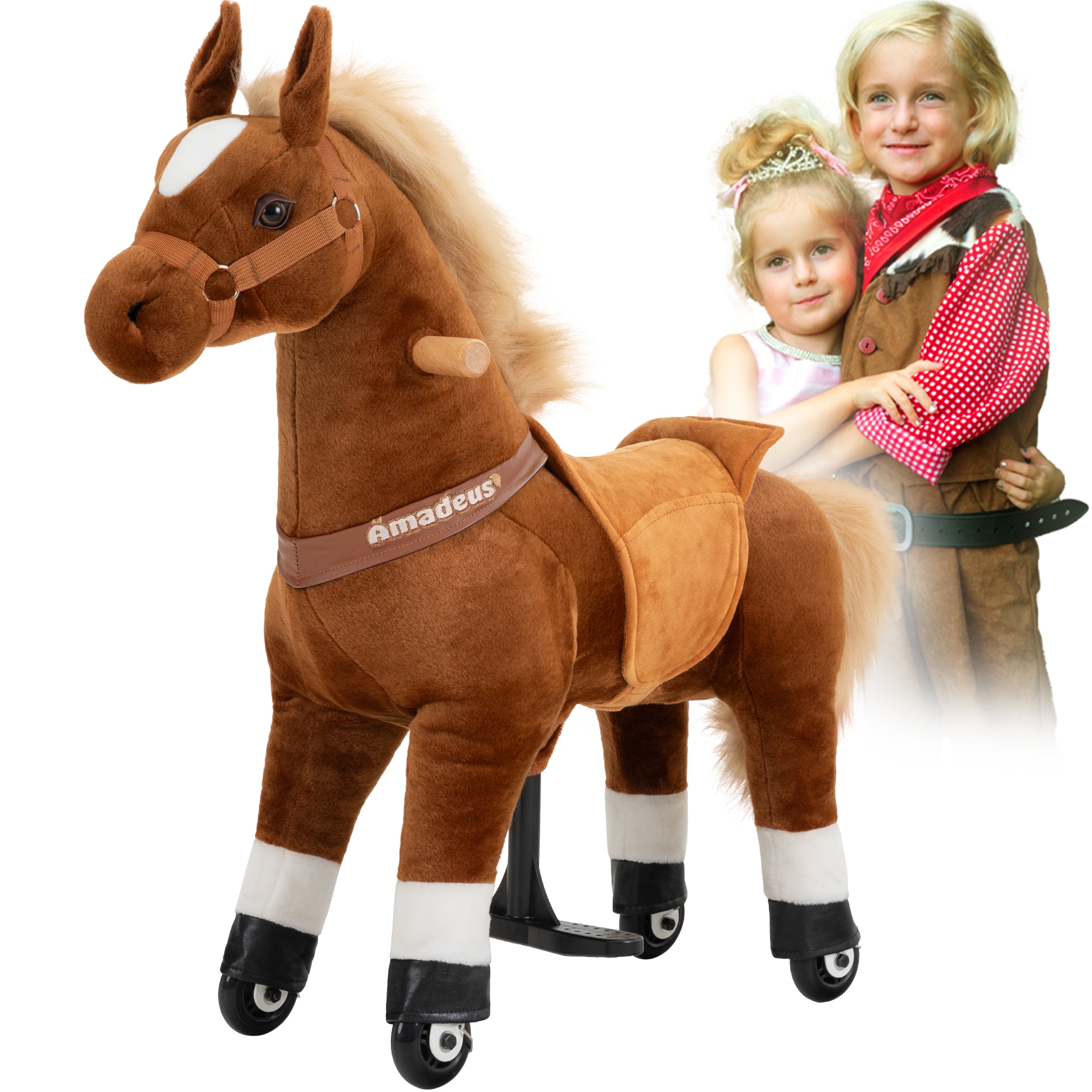 Miweba Pony Amadeus, Small, Spielpferd zum Reiten, 3-5 Jahre, integrierte Lenkung 