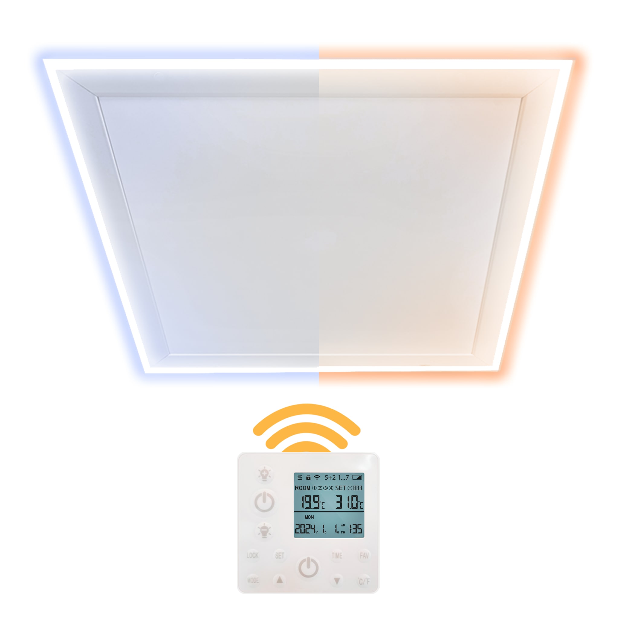Heidenfeld Infrarot-Deckenheizung HF-HP500 2.0 mit Licht, 390-800Watt, 3-20m&sup2;, Fernbedienung, LED (390 Watt) 